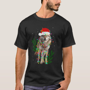 Wolf Santa Hat Christmas Lights Wolf Lover Animal  T-Shirt