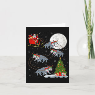 Wolf Santa Sleigh Flying Funny Magical Christmas P Card