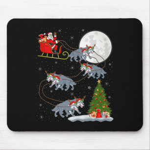 Wolf Santa Sleigh Flying Funny Magical Christmas P Mouse Mat