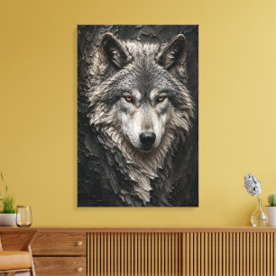 Wolf Sculptural 3D Luxury Fine Art Canvas Print