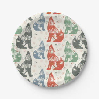 wolf seamless pattern,wolf lover paper plate