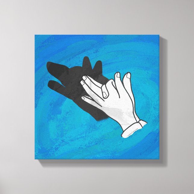 Wolf Shadow on Blue Canvas Print (Front)