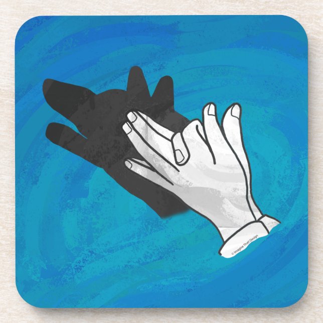 Wolf Shadow on Blue Coaster (Front)