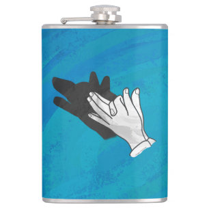Wolf Shadow on Blue Hip Flask