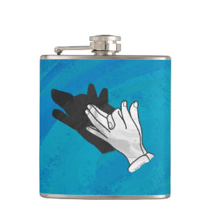 Wolf Shadow on Blue Hip Flask