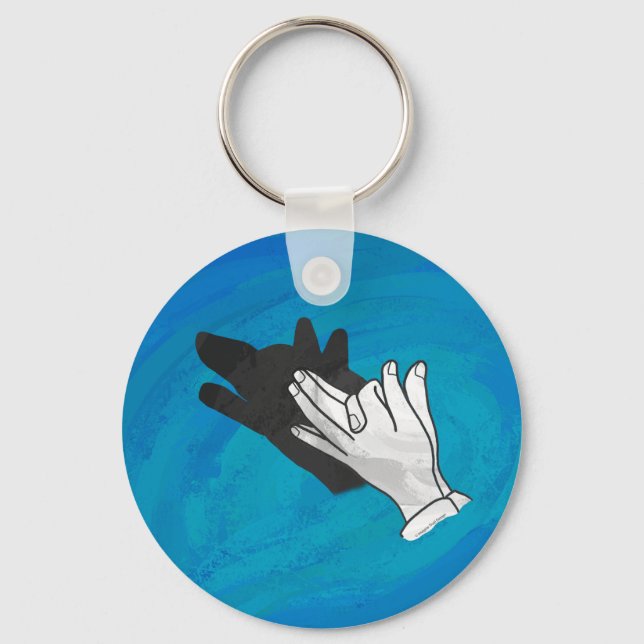 Wolf Shadow on Blue Key Ring (Front)
