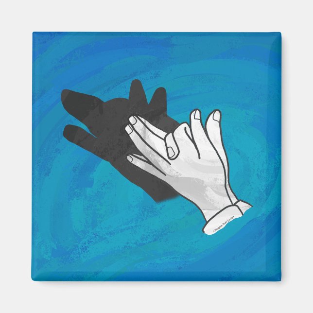 Wolf Shadow on Blue Magnet (Front)