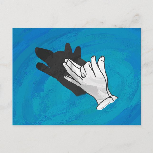 Wolf Shadow on Blue Postcard (Front)