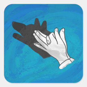 Wolf Shadow on Blue Square Sticker