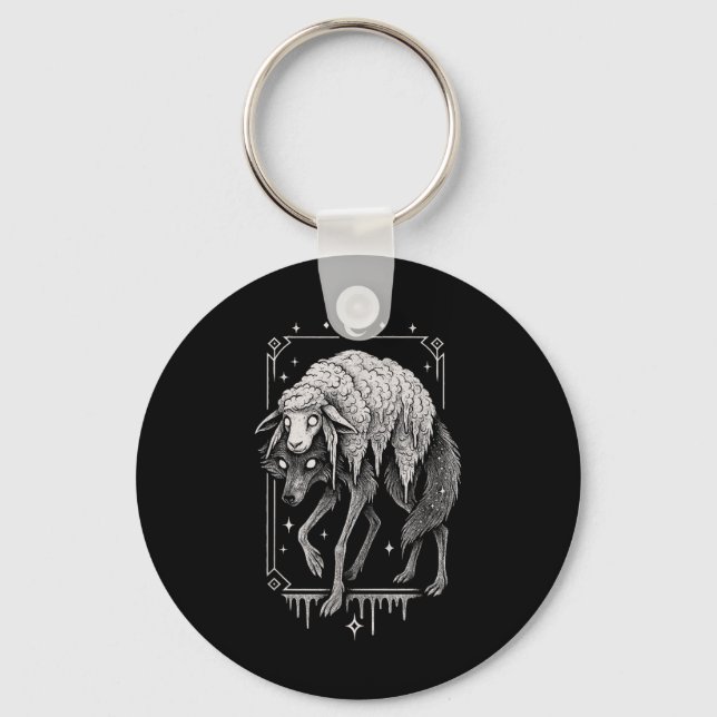 Wolf Sheep Horror Creepy Folklore Scary Goth Alt A Key Ring (Front)