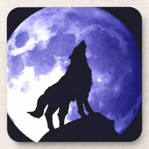 Wolf Silhouette & Full Moon Coaster
