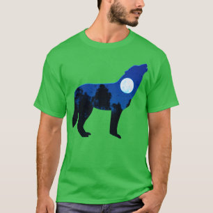 Wolf Silhouette Full Moon Forest Wildlife Wilderne T-Shirt