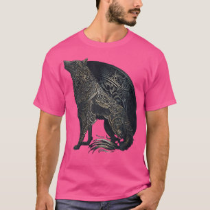 Wolf Silhouette Gaelic Celtic Ornaments Animal Nor T-Shirt
