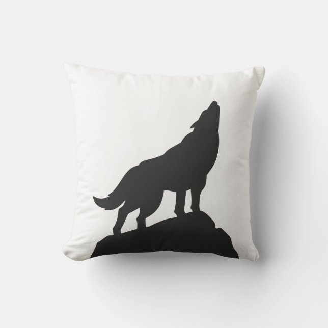 wolf silhouette howling - Choose background colour Cushion (Front)