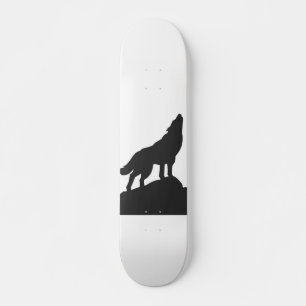 wolf silhouette howling - Choose background colour Skateboard