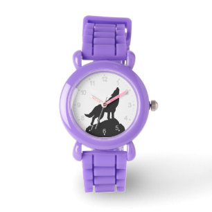 wolf silhouette howling - Choose background colour Watch