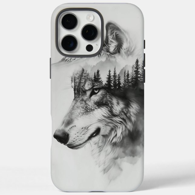 Wolf silhouette merges with mountains Case-Mate iPhone case (Back)