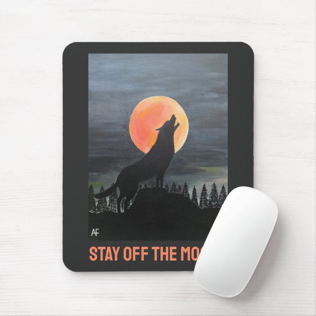 Wolf Silhouette Painting by Alfred Fox Mouse Mat (With Mouse)