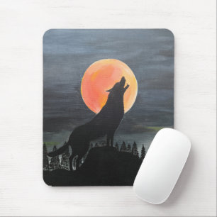 Wolf Silhouette Painting by Alfred Fox Mouse Mat