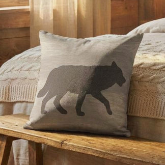 Wolf Silhouette Reversible Throw Pillow