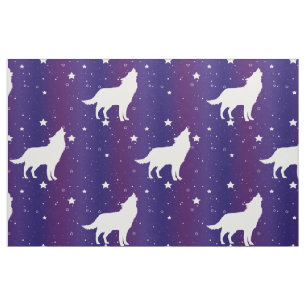 Wolf Silhouette Starry Night Galaxy Lover Universe Fabric