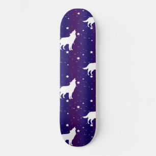 Wolf Silhouette Starry Night Galaxy Lover Universe Skateboard