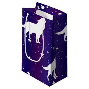 Wolf Silhouette Starry Night Galaxy Lover Universe Small Gift Bag