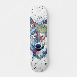 Wolf Skateboard Deck Colourful Wolf Head