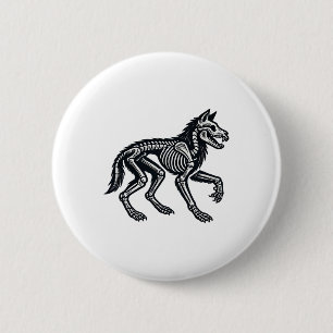 Wolf Skeleton Halloween 6 Cm Round Badge