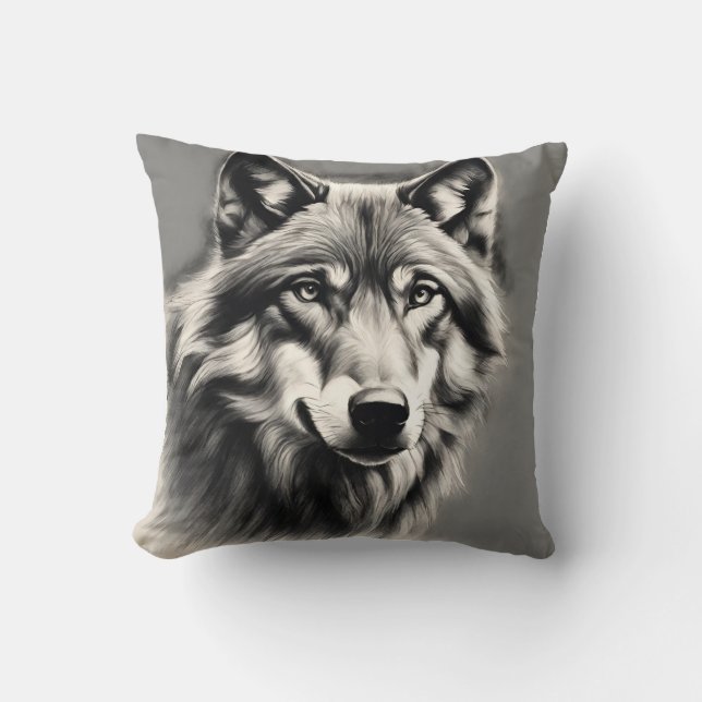 Wolf Sketch Cushion (Front)