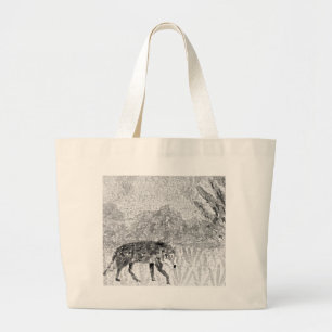 Wolf Sketch Wild Animal Art Large Tote Bag