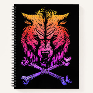 Wolf Skull and Crossbones Notebook