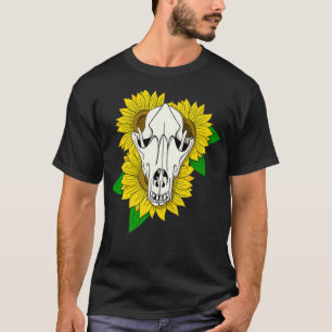 Wolf Skull and Sunflower Pretty Taidermy Gifts Men T-Shirt