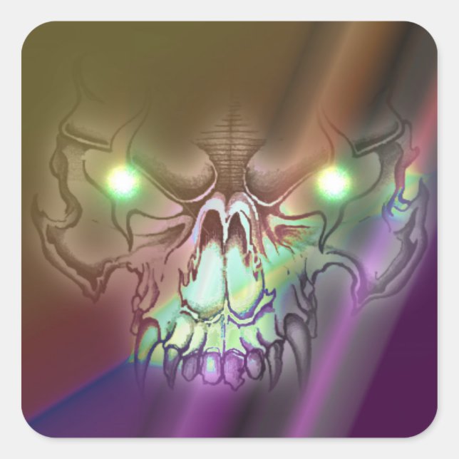 Wolf Skull Square Sticker (Front)