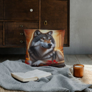 Wolf Solitude Amidst Nature Cushion