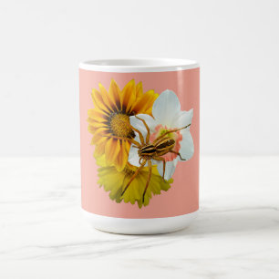 Wolf Spider on Flowers Coffee Mug