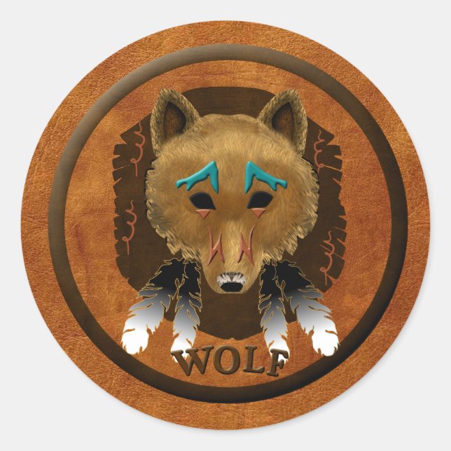 Wolf Spirit Classic Round Sticker (Front)