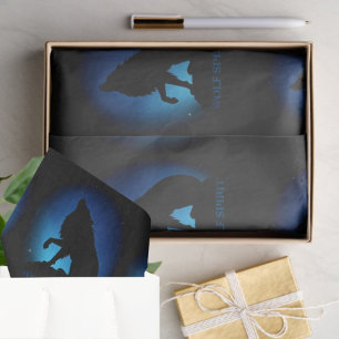 Wolf spirit fenrir wolves black blue gift wrap tissue paper