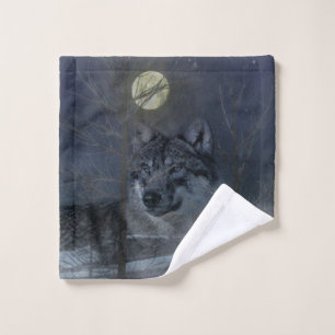 Wolf Spirit Full Moon Wash Cloth