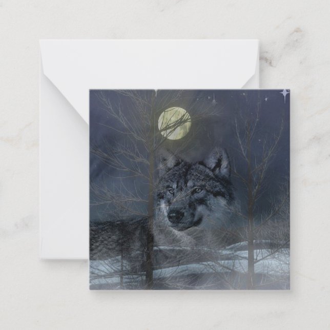 Wolf Spirit Moon Night Card (Front)