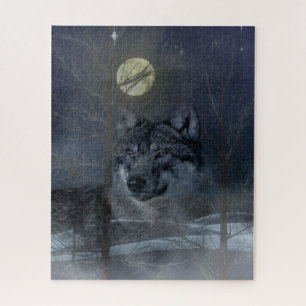 Wolf Spirit Moon Night Jigsaw Puzzle
