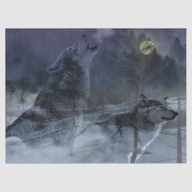 Wolf Spirit Moon Night Tissue Paper (Front)