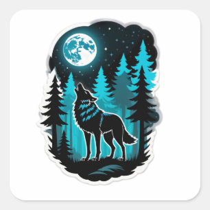 Wolf Spirit of Woodland Square Sticker