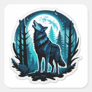 Wolf Spirit of Woodland Square Sticker