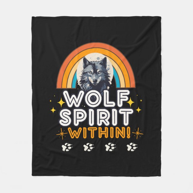 Wolf Spirit Within Fleece Blanket (Front)