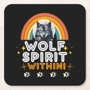 Wolf Spirit Within Square Paper Coaster