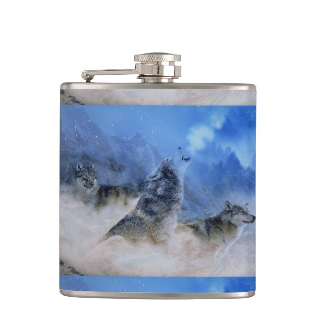 Wolf Spirits Hip Flask (Front)