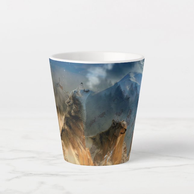 Wolf Spirits in Mountain Latte Mug (Front)