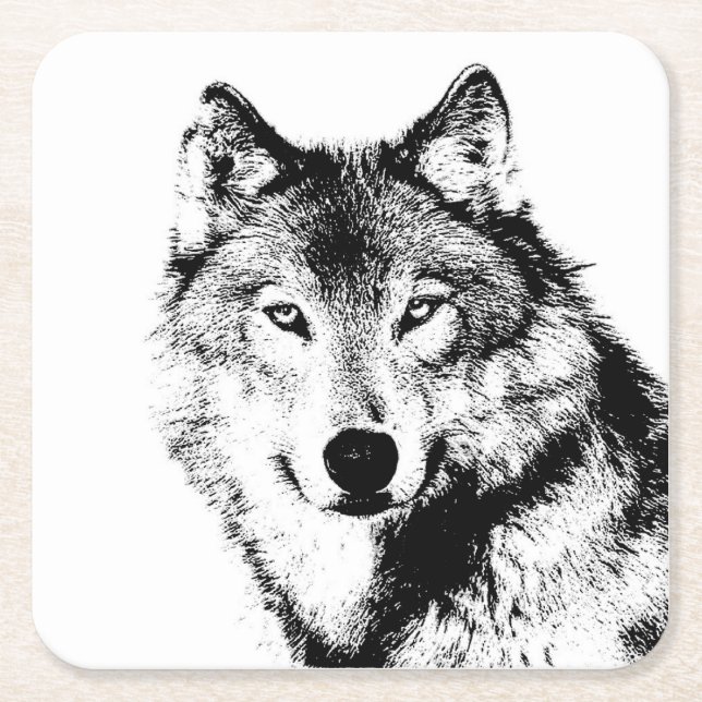 Wolf Square Paper Coaster (Front)