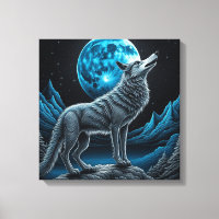 Wolf Standing in Front of the Full Moon | AI art
